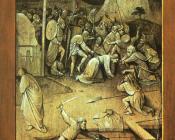 希罗尼穆斯波希 - 在客西马尼园被捕的基督, 圣安东尼的诱惑三联画外左翼